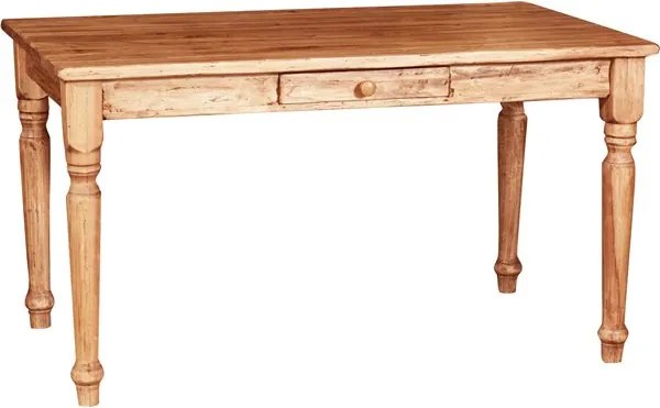 Masa fixa, L140 80 H80 cm, cu sertar, lemn masiv natur antic