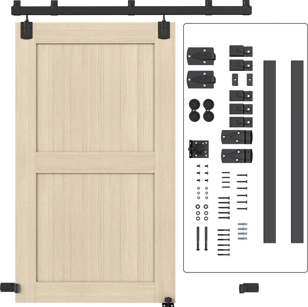 HOMCOM Set feronerie uși glisante pentru sarcină mare, 183 cm, Negru, pentru uși individuale | Aosom Romania