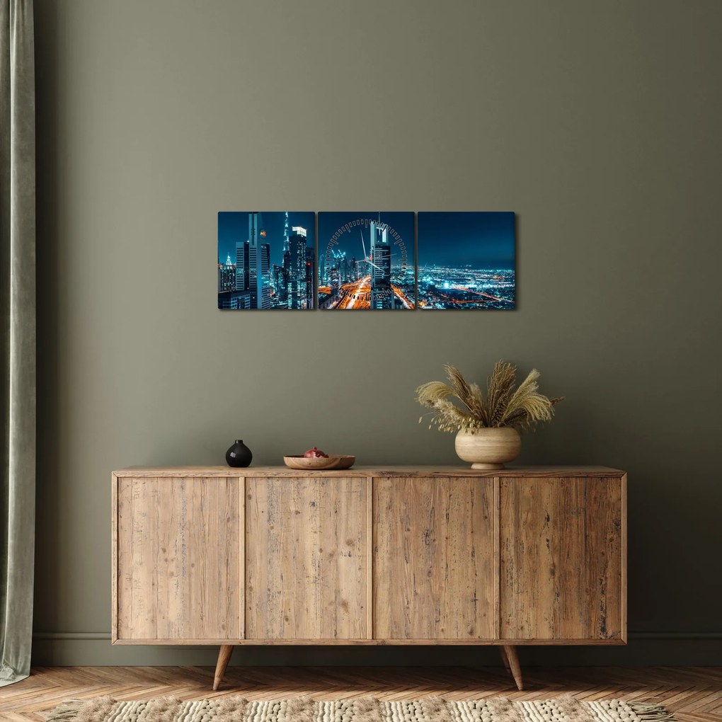 Tablou - Noaptea la Dubai (cu ceas) (90x30 cm)