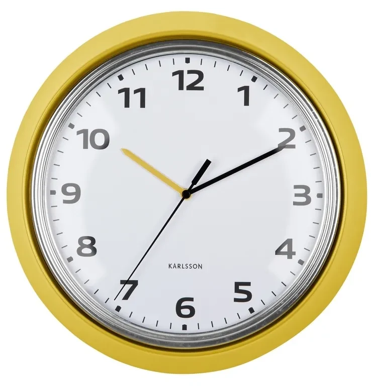 Karlsson 6006YE design ceas de perete galben, diametru 34 cm