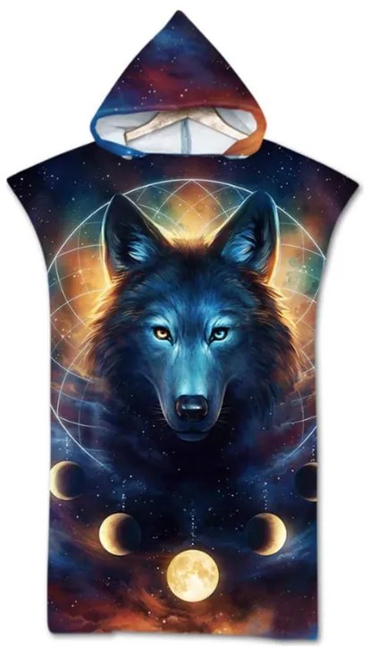 Poncho de plaja MOON WOLF colorat 80x145 cm