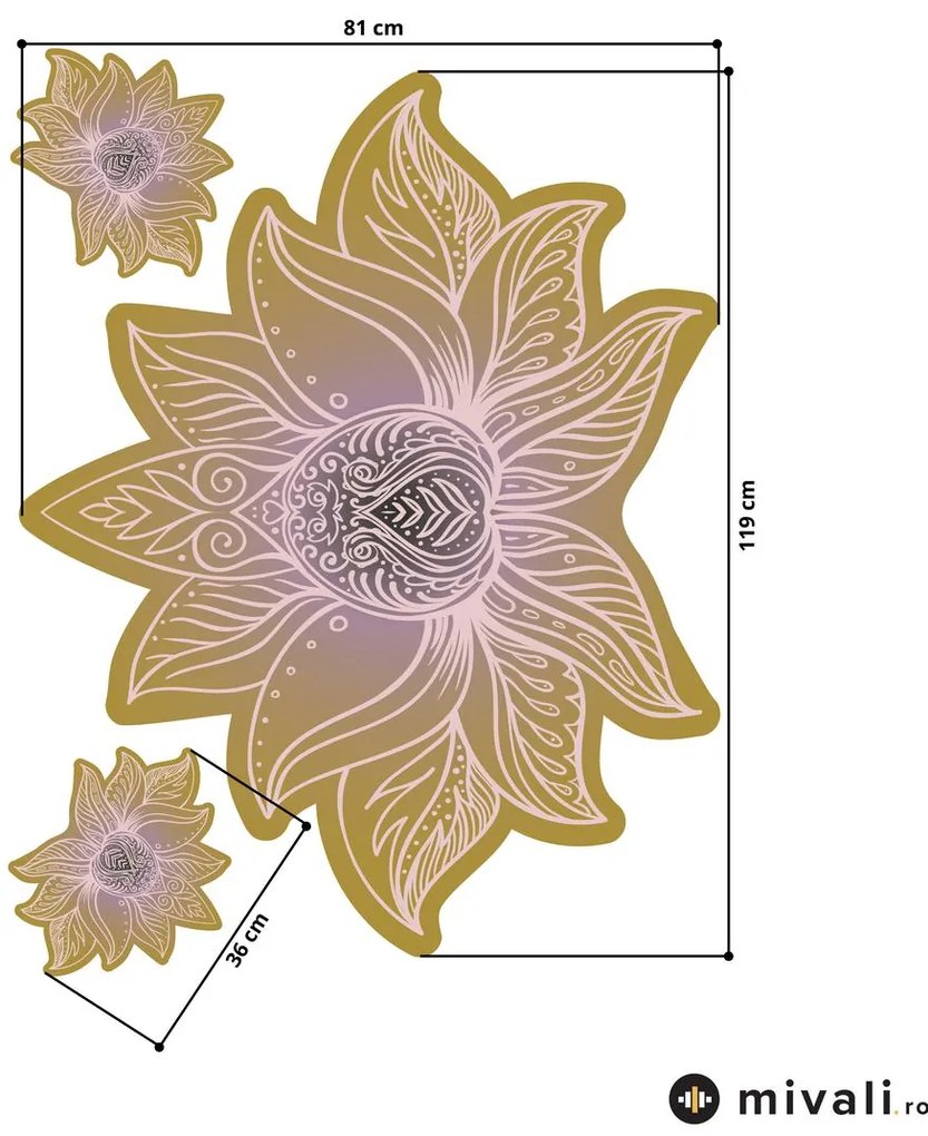Autocolante de perete - Mandala de lotus kaki