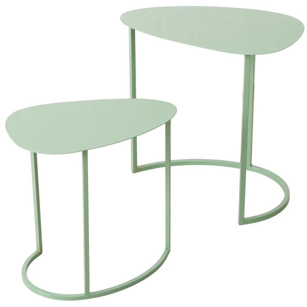 Set de două măsuțe de cafea JERRY, în formă de lacrimă, din metal.