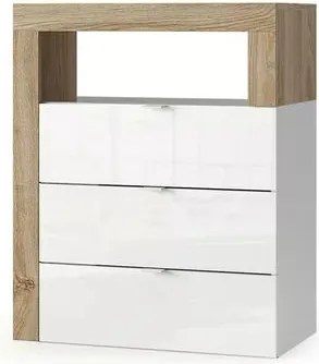 Dulap coloana mediu LC Mobili Italia Hamburg finisaj alb lucios/maro lemn 64x78 cm