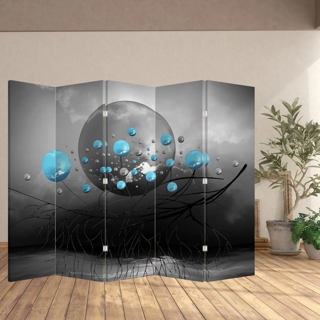Paravan - Bile abstracte albastru deschis (210x170 cm)