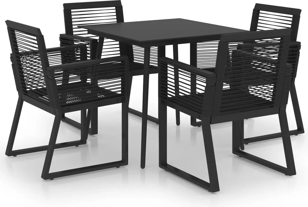 vidaXL Set mobilier de exterior, 5 piese, negru, ratan PVC