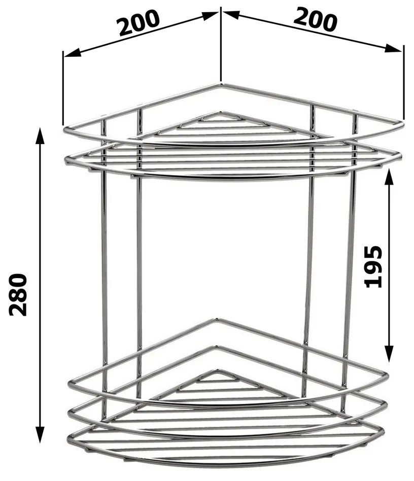 Colțar raft din sârmă AQUALINE 37010 Chrom line, dublu, argintiu