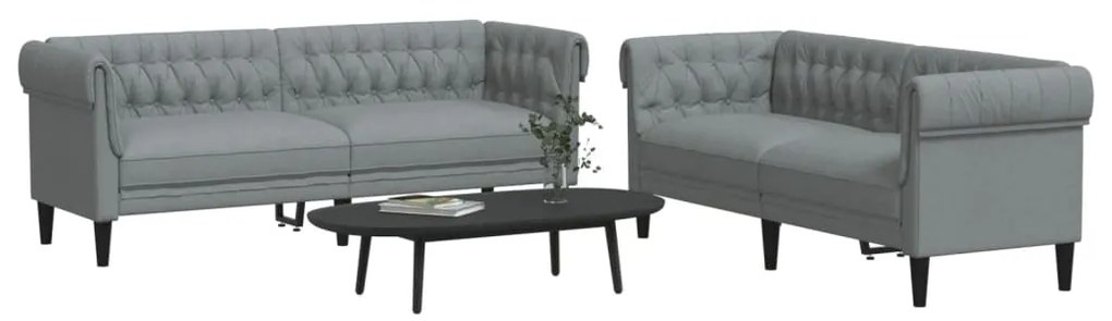vidaXL Set de canapele, 2 piese, gri deschis, material textil