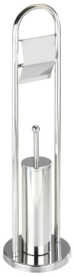 Perie de toaletă cu suport pentru hârtie Wenko Vasto, argintiu