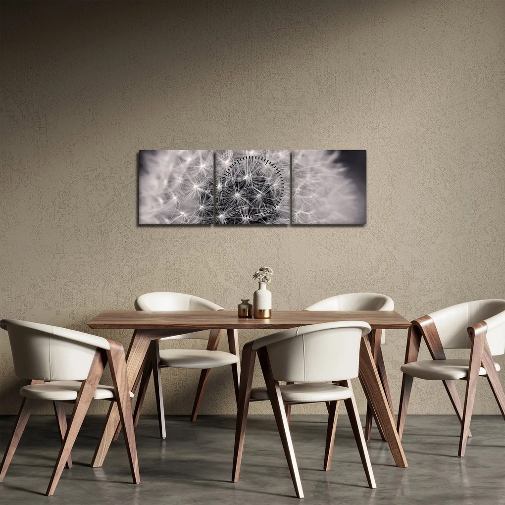 Tablou cu păpădie (cu ceas) (90x30 cm)