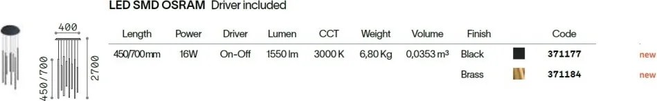 Lustra suspendata LOOK LED SP8 ROUND DROP D16 ON-OFF OT 3000K