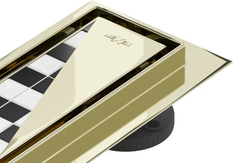 Mexen Flat 360° M13 scurgere liniară rotativă 2 în 1 90 cm, auriu - 1510090-40