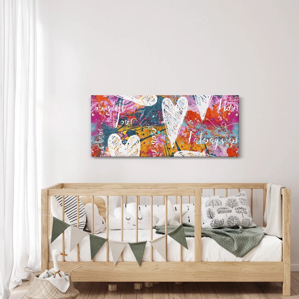 Tablou - Inima pe un fundal abstract (120x50 cm)