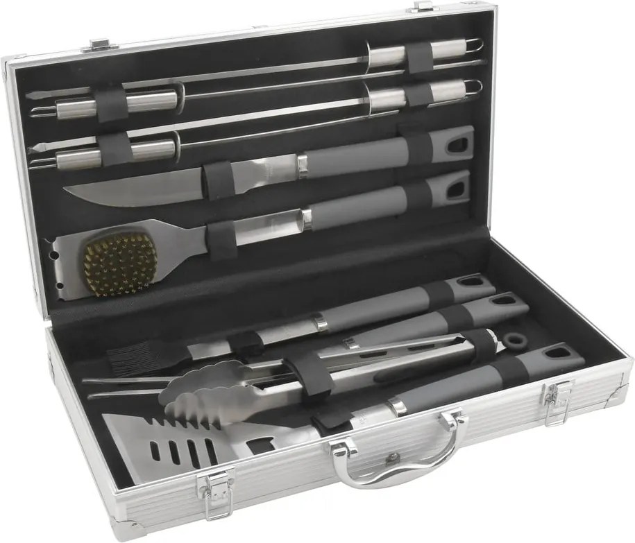 Set 11 ustensile de grătar cu servietă Cattara Alu Grey Line