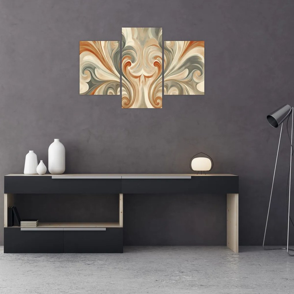 Tablou - Vârtejuri în culori pământii (90x60 cm)