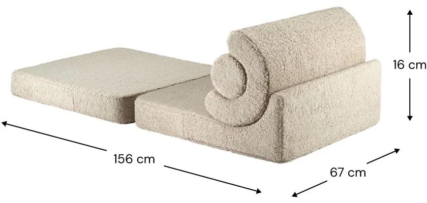 Fotoliu pentru copii maro deschis cu tapițerie din țesătură bouclé Flipster – Wigiwama