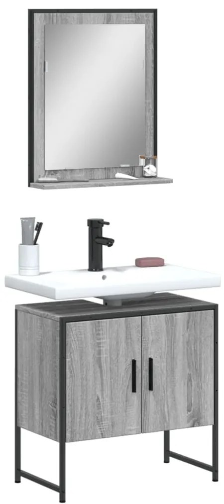 vidaXL Set dulapuri Baie, 2 piese, gri sonoma, lemn prelucrat