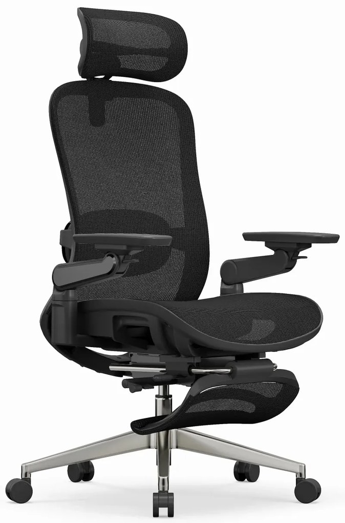 SYNO-H-MF Scaun ergonomic, suport lombar cu Masaj, sezut translatabil, cotiere 6D, tetiera 2D, suport picioare, Mesh, Negru