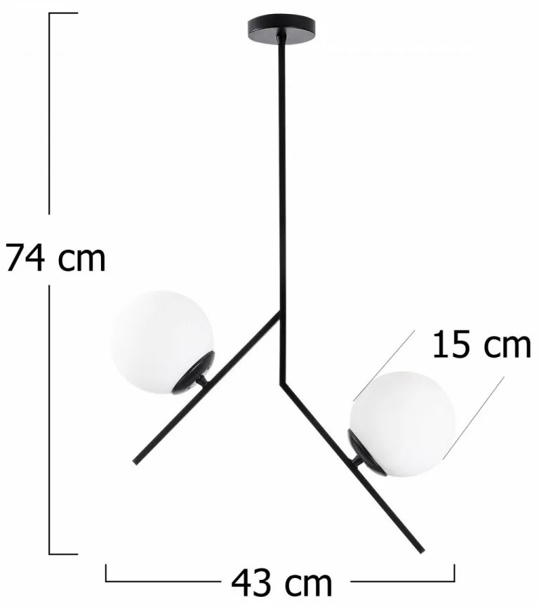 Lustra 2 Brate Dolunay - 144-AV, Soclu E27, Max. 40W, Culoare Negru