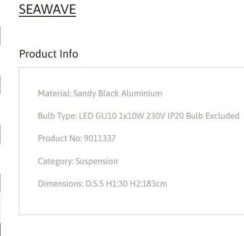 Pendul tubular design modern minimalist SEAWAVE, negru