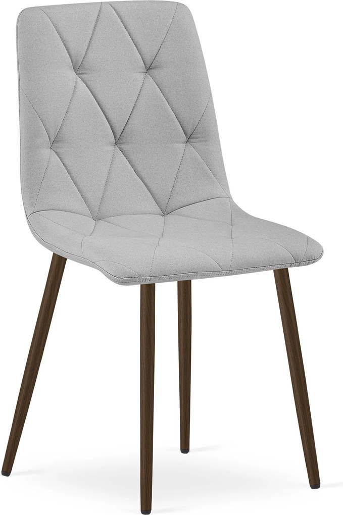 Scaun Bucatarie/Dining Fido Picioare Finisaj Lemn Culoare Nuc, Textil Gri Deschis