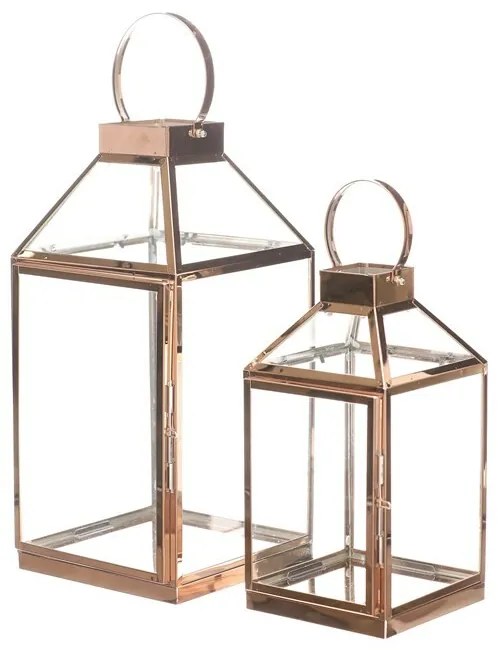Set de lanterne metalice Thin, 2 bucăți, auriu