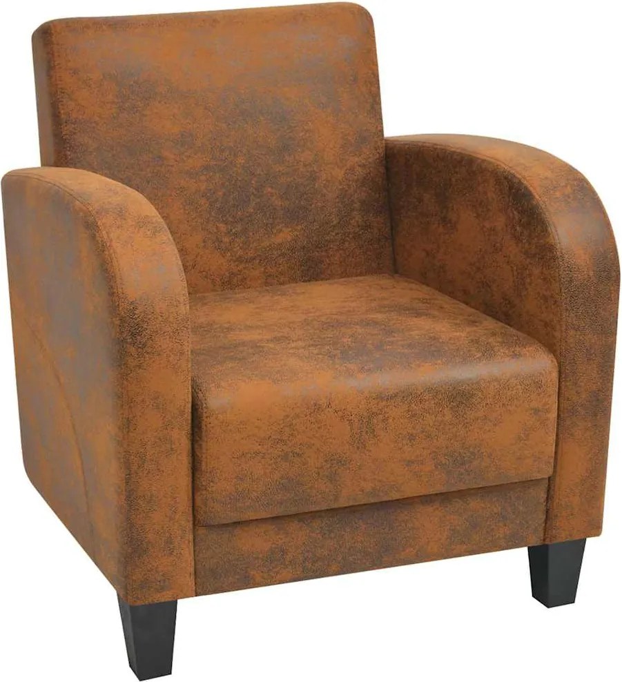 vidaXL Fotoliu, maro, piele întoarsă ecologică