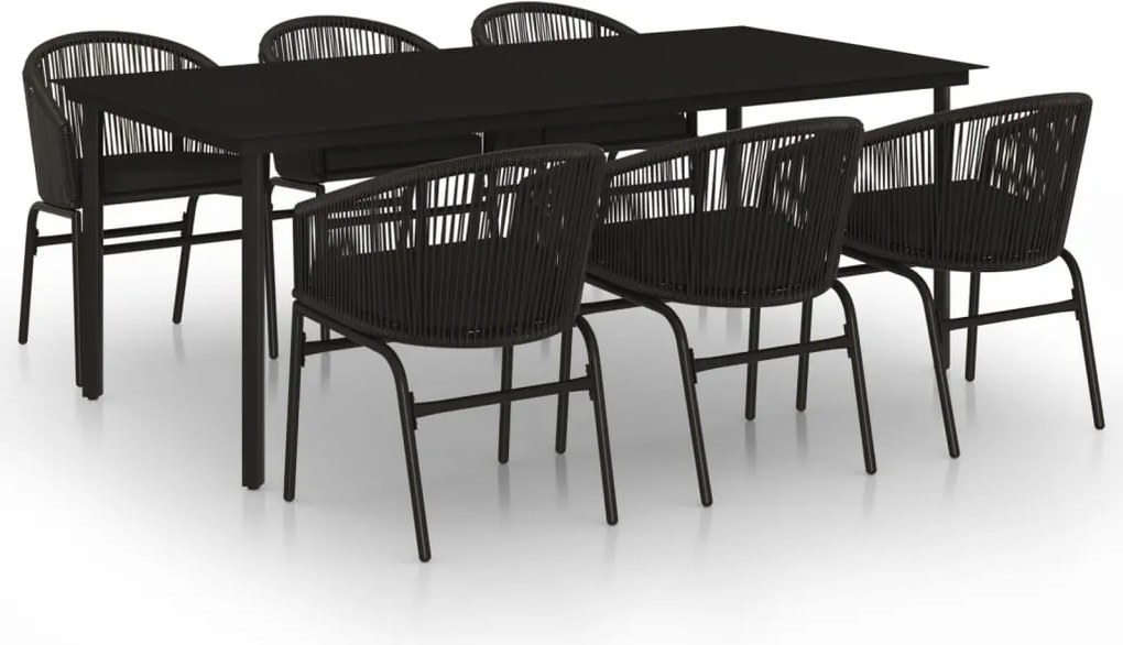 vidaXL Set de servit masa pentru grădină, 7 piese, negru