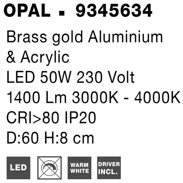 Lustra LED aplicata design modern OPAL 50W aurie