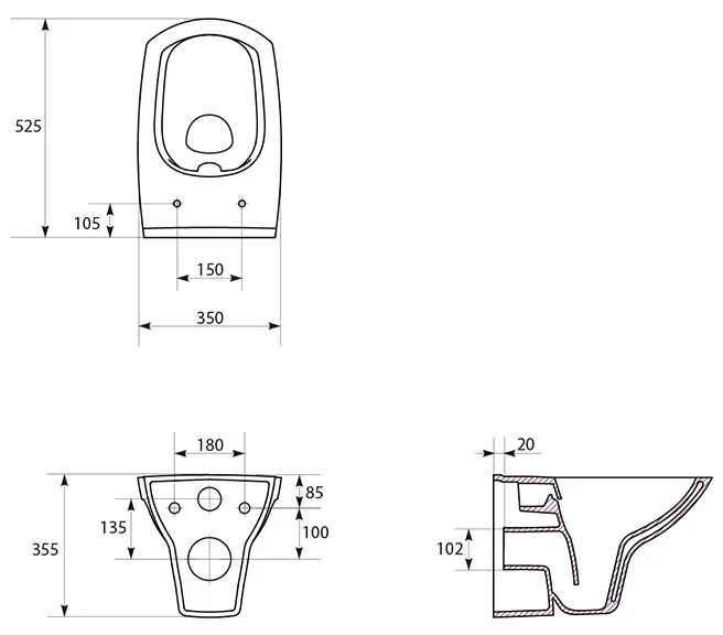 Set vas WC suspendat Cersanit, Carina, Clean On, cu capac duroplast, alb