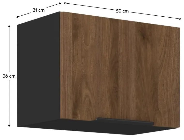 Dulap superior de bucătărie Monzesa 50 GU 36 1F (nuc okapi + negru) . 1096957