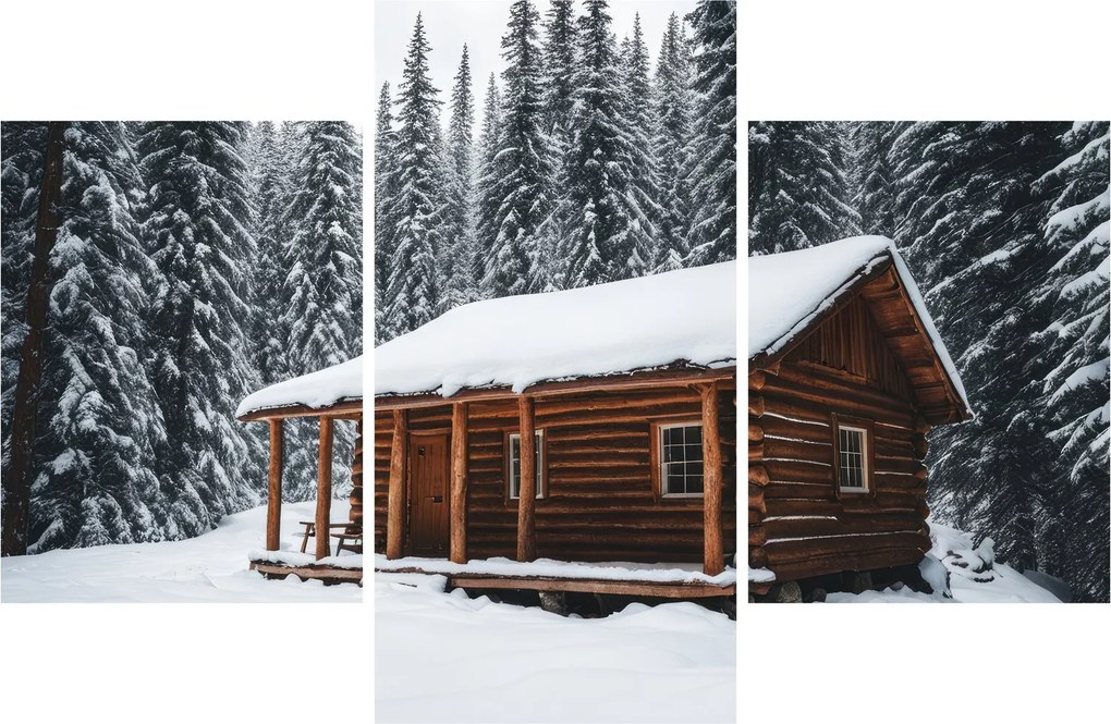 Tablou - Cabană acoperită de zăpadă (90x60 cm)