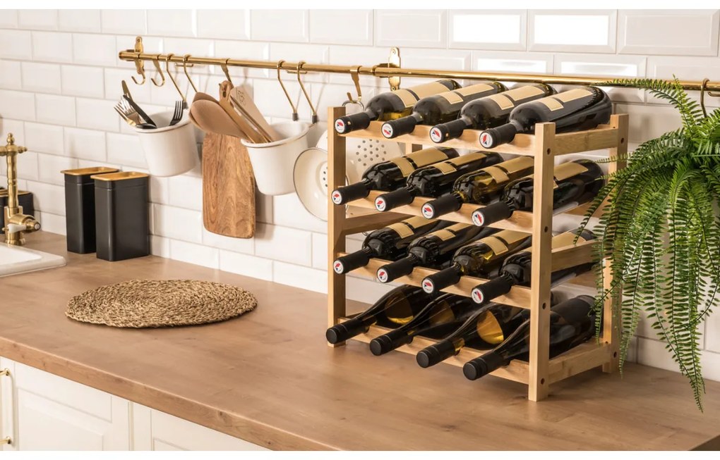 Raft pentru vin G21 din bambus, 16 sticle