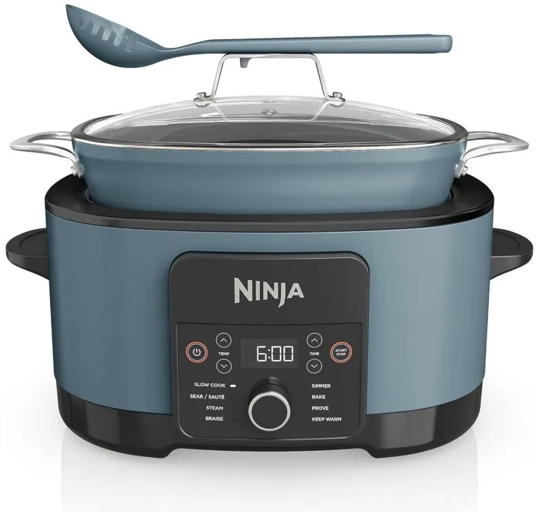Multicooker Ninja Foodi PossibleCooker 8in1 MC1001EU, 1200W, 8 l, 8 programe, Acoperire ceramica, Timer, Triple Fusion Heat, Albastru/Negru
