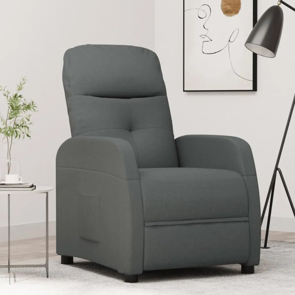 289817 vidaXL Fotoliu rabatabil, gri închis, material textil