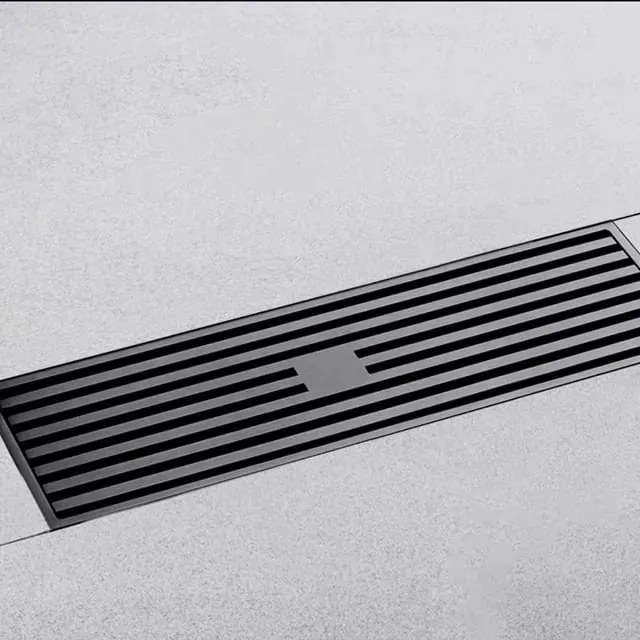 Sifon pardoseala sistem antimiros Es, Alama Elit's 30x10 cm , Negru Mat, tip Rigola