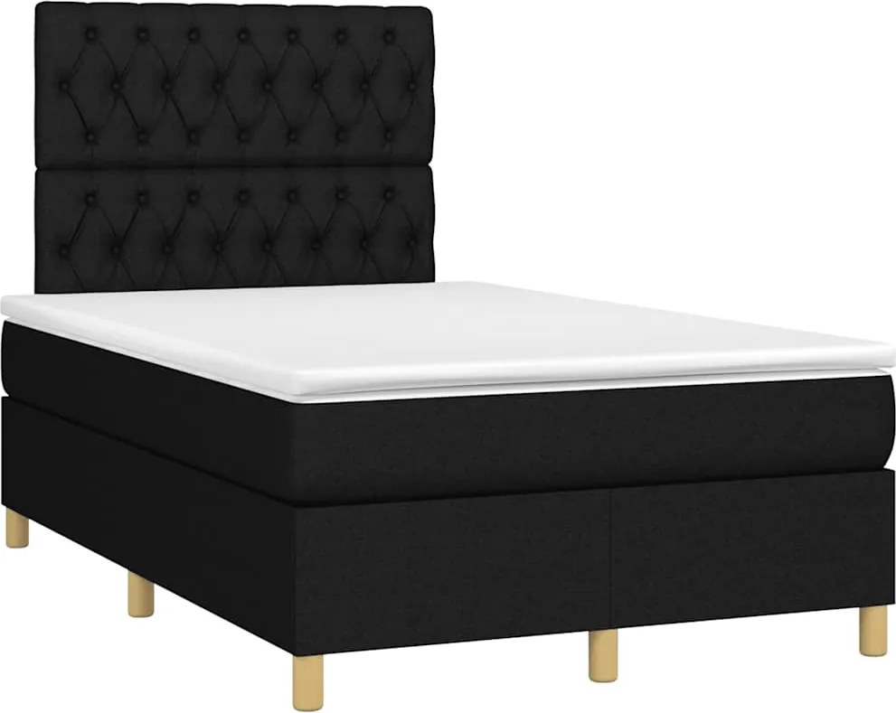 vidaXL Pat box spring cu saltea, negru, 120x190 cm, catifea