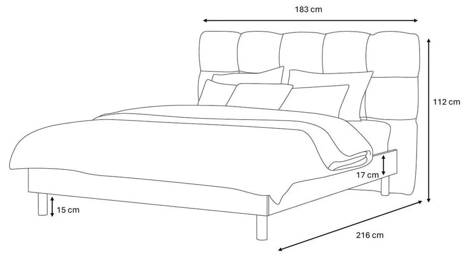 Pat matrimonial bej tapițat cu somieră 160x200 cm Kumo – Bobochic Paris