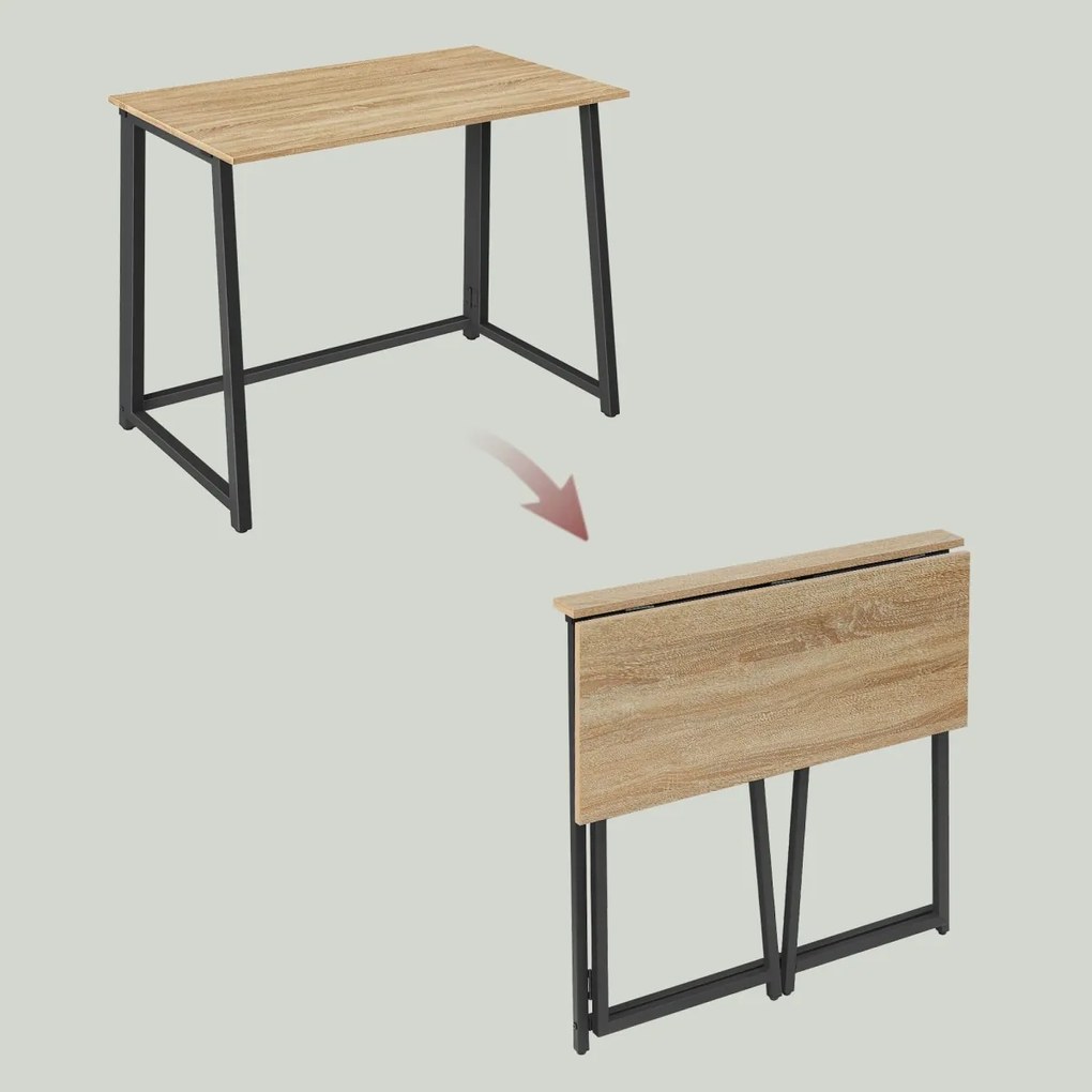 Set pentru birou – birou pliabil ZARIMO 80×40 cm stejar sonoma + scaun de birou AVOLA VELVET gri deschis