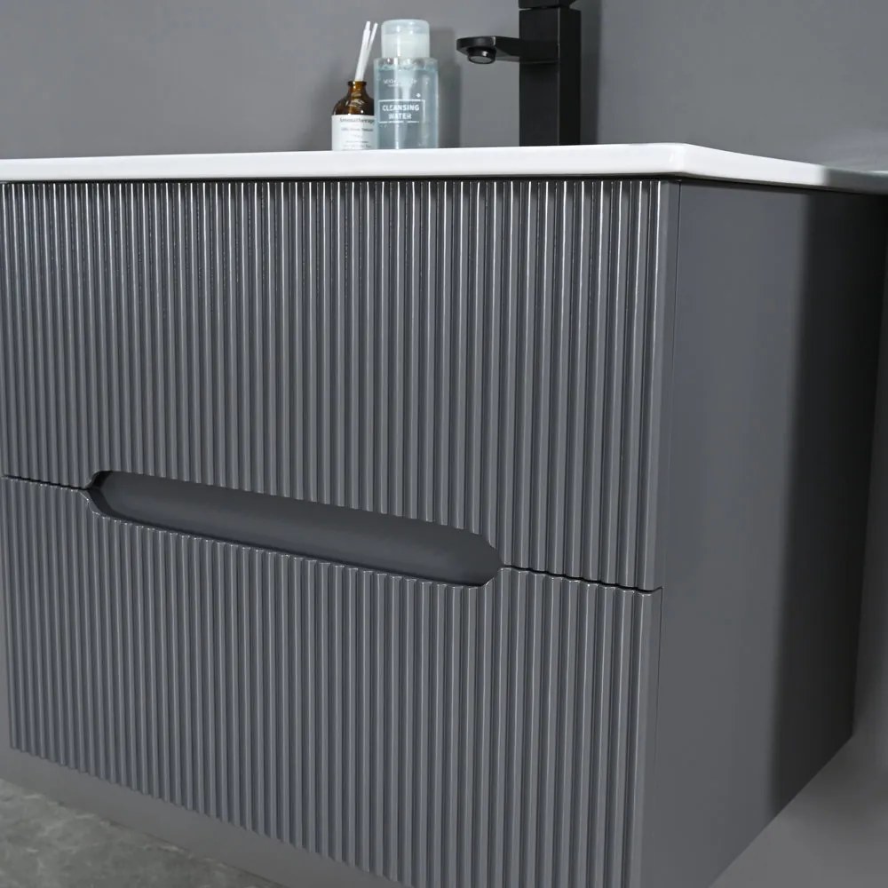 Trent 60 dulap de baie inferior cu chiuvetă ceramică 2 sertare, gri antracit