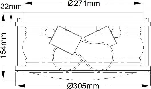 Quintiesse QN-ASHLANDBAY-F-NBR-BATH - Plafonieră de baie ASHLAND 2xE27/60W/230V IP44