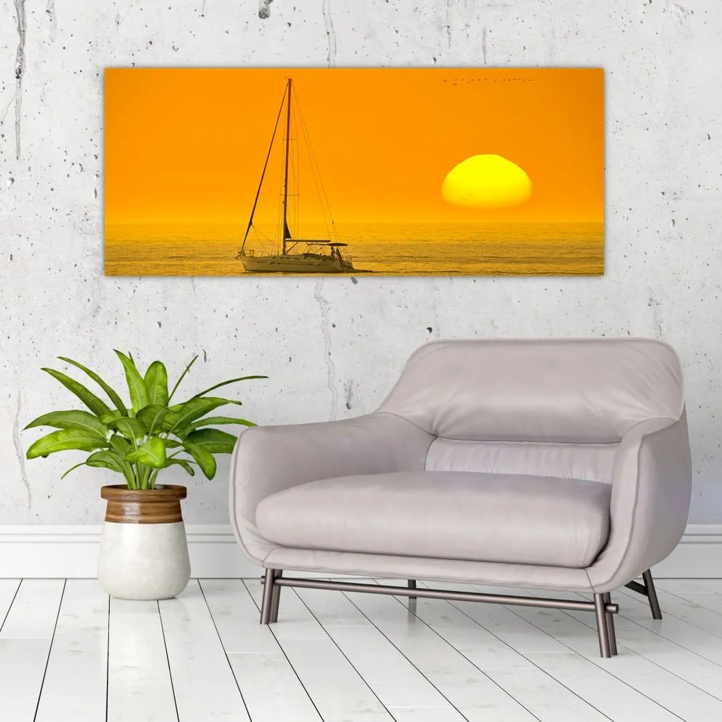 Tablou - Barca în mijlocul mării (120x50 cm)