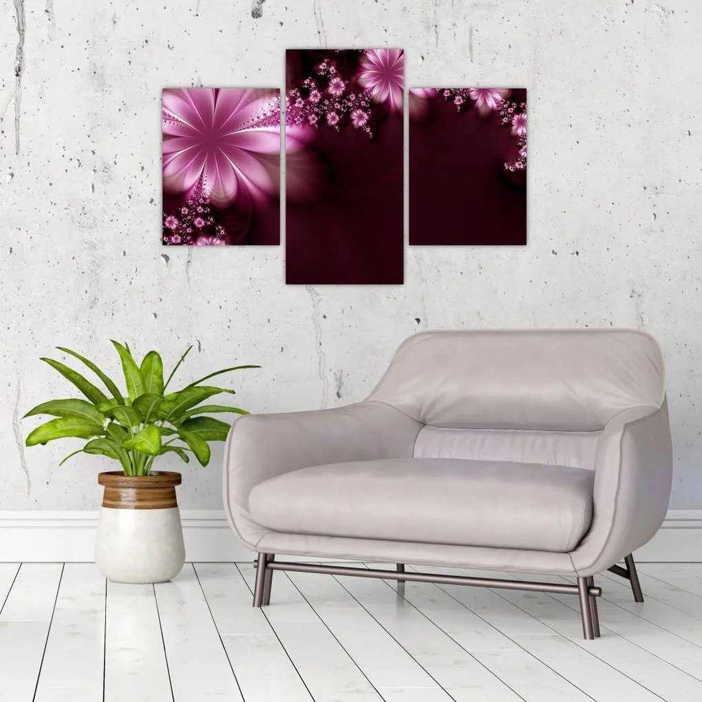 Tablou cu abstracție - flori (90x60 cm)