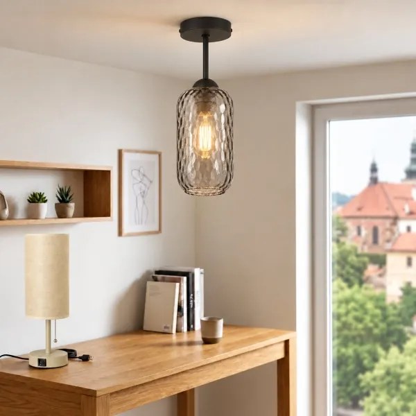 BRILAGI - LED plafonieră R GLASS 1xE27/60W/230V Ø 14 cm negru/gri fumuriu