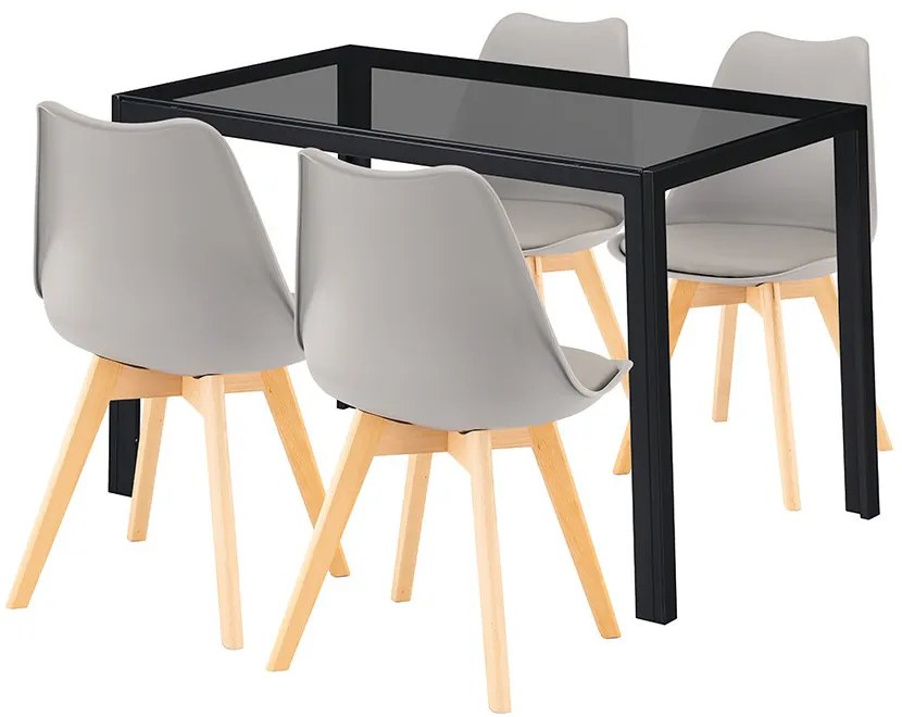 Treva 4+1 set de sufragerie negru-gri