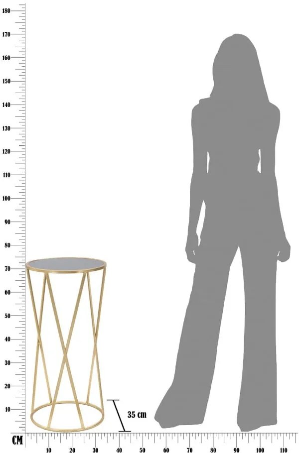 Masă auxiliară Mauro Ferretti Glam Simple, înălțime 75 cm, negru - auriu