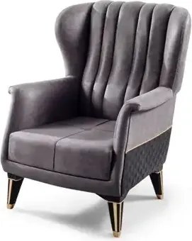 Canapea extensibila cu 3 locuri living – stofa gri, detalii aurii – Extra