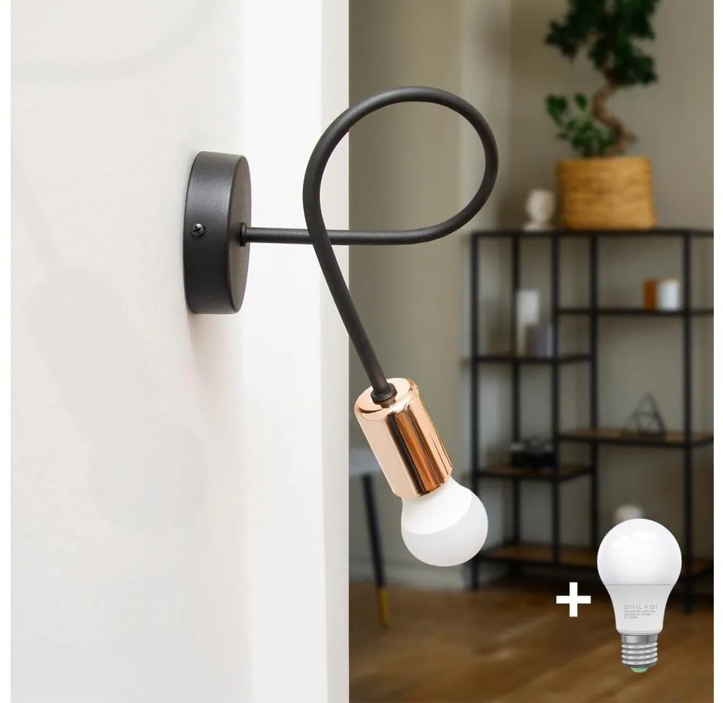 Aplică perete TUBE 1xE27/15W/230V negru