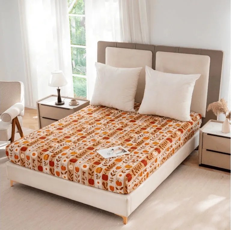Cearsaf din microfibra PUMPKIN STRIPES colorat 180x200 cm
