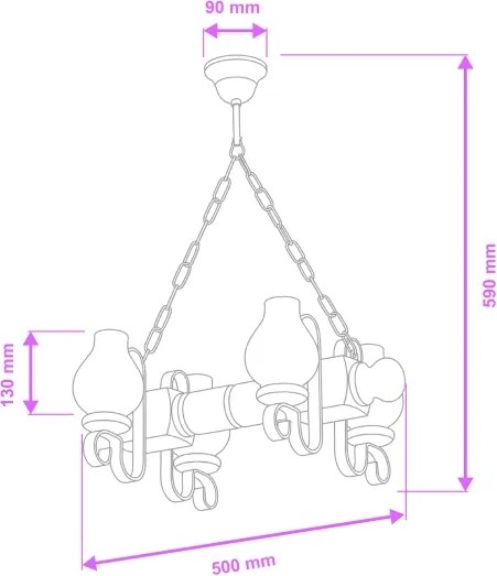 Lustră pe lanț Brilagi RUSTIC 4xE14/40W/230V fag/nuc